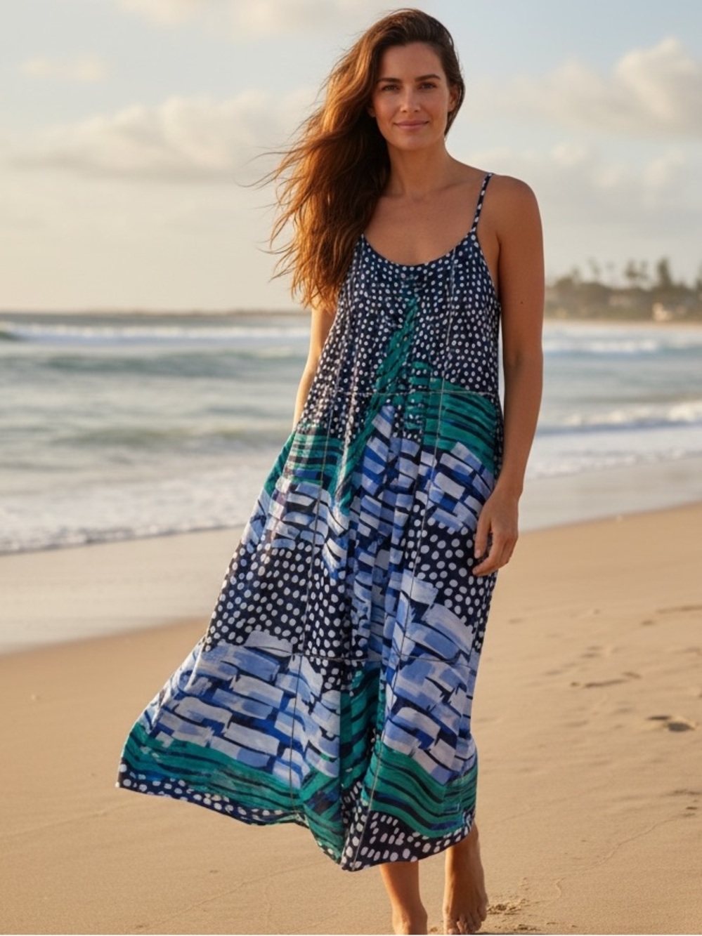 Nic + Zoe Maxi Dress Coastal Medium Multicolor Abstract Chiffon Lined